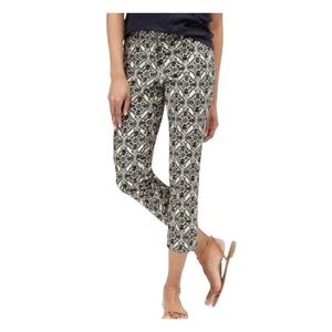 Loft Women's 4 Petite Black White Floral Print Marisa Riviera Crop Ankle Pants